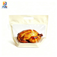 Sacs d'emballage pour poulet rôti au four à la broche, avec poignée, en PET/CPP, imprimés avec logo personnalisé, refermables et adaptés au micro-ondes