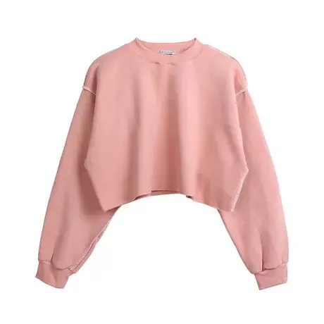 2022 women sweatshirt clothing manufacturers custom design crew neck pullover blank plain cotton crop sweater tops hoodies lady