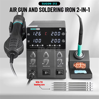 Station de soudage 2-en-1 SUGON 212, fer à souder T12 + pistolet à air chaud, température réglable sans plomb, outil de réparation et de retouche