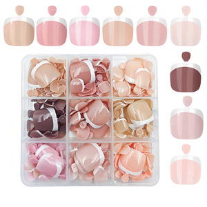 9 couleurs, 216 pièces, <span class=keywords><strong>faux</strong></span> <span class=keywords><strong>ongles</strong></span> français <span class=keywords><strong>courts</strong></span> carrés rose nude naturel, ensemble de <span class=keywords><strong>faux</strong></span> <span class=keywords><strong>ongles</strong></span> réutilisables en acrylique pour femmes - Product Image 3