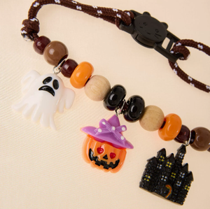 Collier pour animaux de compagnie en perles pastel pour Halloween, avec nœud décoratif, accessoire de déguisement mignon et réglable pour chats et petits chiens - Product Image 4