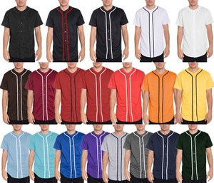 Mens Bóng Chày Trống Jersey Thể Thao Du Lịch Thời Trang Giản Dị Áo Sơ Mi Nút Xuống Tees Hip Hop Màu Đỏ Đen Hoàng Gia Trắng Bóng Chày Áo Sơ Mi - Product Image 2