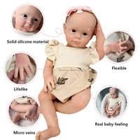 Poupée Reborn Bébé Fille Nouveau-né en Silicone Platine Plein, Lavable, Extensible, Peinte, 45 cm, Réaliste, Douce, Pondérée, Jouet Doux