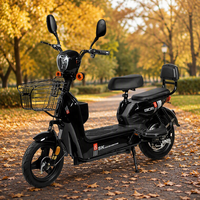Vélo électrique pour adulte 48V 350W avec pneu tubeless de 14 pouces, double alarme à distance et frein à tambour avant et arrière
