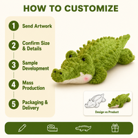 Peluche de crocodile vert Kawaii avec ventre crème, adorable animal en peluche reptile pour cadeau sur le thème de la jungle