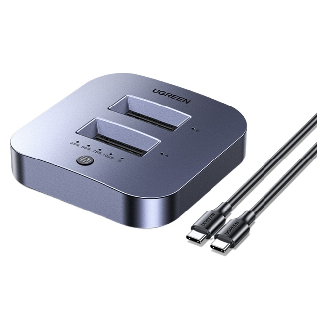 20Gbps M.2 NVMe 2 Bay Docking Station Offline Cloning Dual SSD Holder Windows Linux System for iPad Pro Macbook Laptop