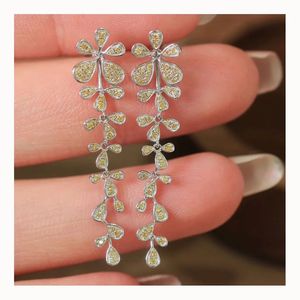 Pendientes Lineales de Diamantes Amarillos Naturales de 0.4CT y Oro Real de 18K de Xinfly Luxury Jewelry, Dos Formas de Usar, para Damas - Product Image 1