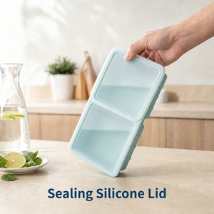 Bandeja rectangular de silicona de grado alimenticio para cubitos de hielo con tapa y contenedor, sin BPA, apta para lavavajillas. - Product Image 4