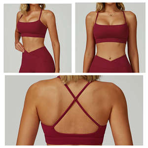 Soutien-gorge de sport pour femme effet seconde peau à dos croisé, rembourré, pour le yoga, vente en gros - Product Image 2