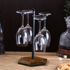 Porte-verres à vin suspendu de style européen transfrontalier en métal avec base en fer, rouge champagne, capacité de 4 verres - Product Image 1