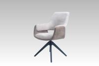 Nouvelle tendance, style nordique, revêtement en tissu, pieds en métal avec rotation à 360° °   Chaise de salle à manger pivotante avec fonction de retour automatique et accoudoirs