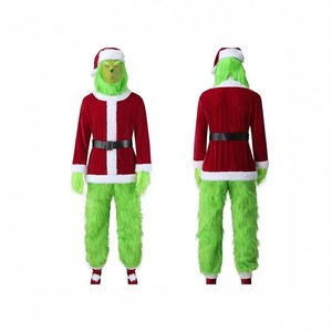 Costume de cosplay Grinch, monstre vert, costume de Noël, fourrure complète avec masque et gants - Product Image 3