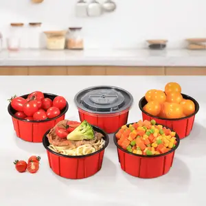 Noodle OTOR Disposable 12 Oz 360ml Plastic Noodle Bowl With Lid To Go Cups Paper Soup Containers With Lids