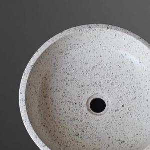 Lavabo y fregadero de terrazo de hormigón de cemento natural blanco redondo ecológico de Vietnam para Baño - Product Image 3