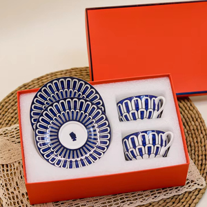 Luxury European Ceramic Coffee <b>Cup</b> Saucer <b>Set</b> Porcelain Office Afternoon Tea Mug with Bone China for Milk Includes Gift Package - Product Image 1