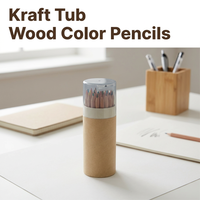 Ensemble de 36 crayons de couleur en bois dans un tube en kraft, pré-affûtés, pour le dessin scolaire et artistique