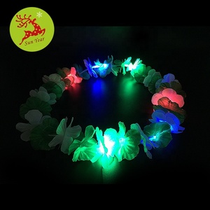 Collier lumineux LED clignotant en tissu artificiel, motif fleurs hawaïennes, pour la décoration de la Saint-<span class=keywords><strong>Patrick</strong></span> - Product Image 3