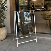 Panneau de bienvenue portable avec miroir, support en A, panneau d'affichage au sol personnalisé en acier inoxydable pour mariage, café, salon, événement
