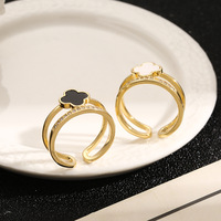 2025 nouvelle bague ouverte Double trèfle à quatre feuilles pour les femmes plaqué platine Zircon pierres précieuses luxe léger