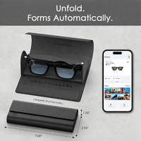 Étui de batterie externe en cuir PU premium avec indicateurs LED, chargeur 2000 mAh, nouveau boîtier de charge pliable pour lunettes Samsung AI