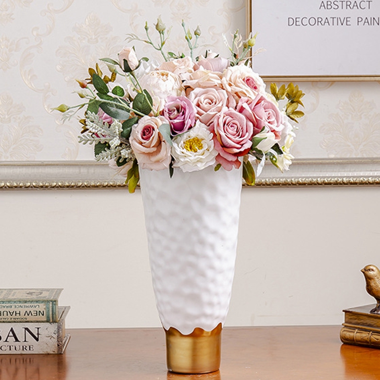 Modern creative household flower ware decorative crafts white three piece ceramic vase
