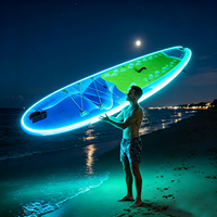 Planche de surf gonflable avec éclairage LED pour fête sur la plage, planche à pagaie gonflable avec éclairage LED pour les sports nautiques professionnels