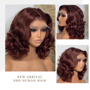 Pelucas de Cabello Natural 15A, Ombre Rubio, Corte Bob Corto, Pelucas de Cabello Humano sin Pegamento 4x4, Bob Rizado y Voluminoso Marrón, Pelucas con Frente de Encaje Transparente 13x4 - Product Image 6
