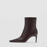 Bottines à talons aiguilles en cuir marron personnalisées pour femmes, bout pointu, style minimaliste, bottes habillées