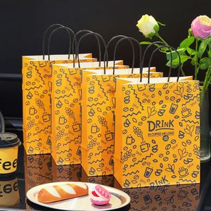 Custom-Printed Recycled Kraft <b>Paper</b> <b>Bags</b> with Handles for Restaurant Takeaway Food Packaging and <b>Store</b> Promotion - Product Image 3