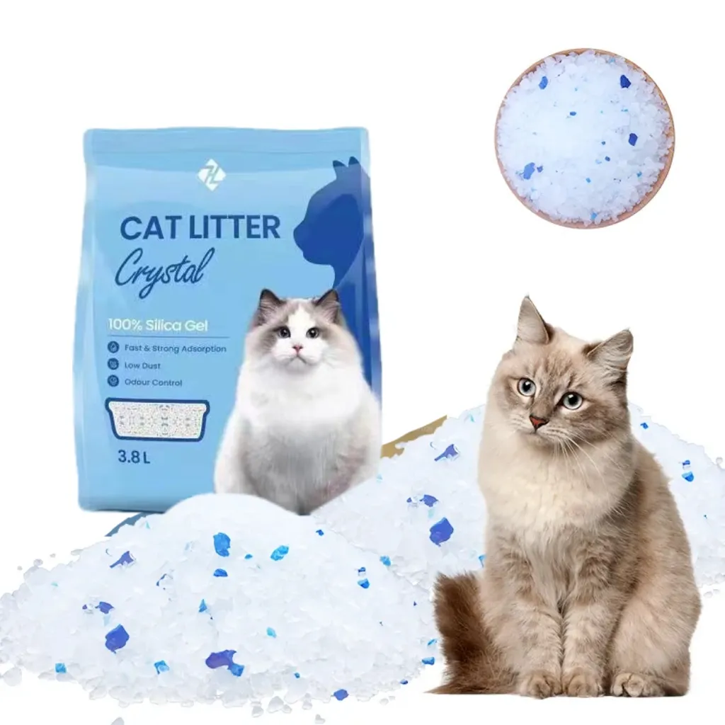 3.8L सिलिका जेल रेत भराव साफ 97% + 3% के लिए ब्लू क्रिस्टल बिल्ली कूड़े बिल्ली शौचालय की सफाई