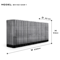 Buffet de rangement élégant et moderne, inspiré des tuyaux d'orgue d'église, avec placage or ou nickel, mobilier de maison pour villas