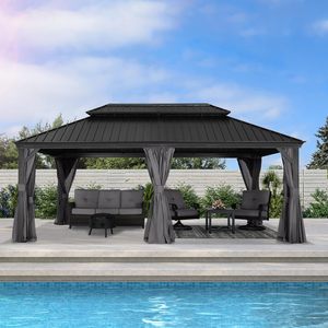 Gazebo à toit rigide 12x20 - Gazebo extérieur en métal à toit rigide, pavillon <span class=keywords><strong>permanent</strong></span> en acier galvanisé avec structure en aluminium - Product Image 5