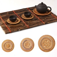 Plateaux et paniers vietnamiens, sets de dessous de verre et sets de tapis de table ronds, paniers décoratifs faits à la main pour le rangement avec poignée, plateaux de service en rotin pour le thé