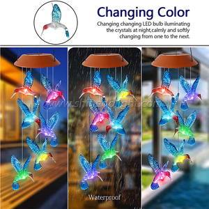Campanas de Viento Solares con Forma de Colibrí, Luz Móvil Solar que Cambia de Color, Decoración para Exteriores, Regalos - Product Image 4