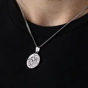 Edelstahl Löwenkopf Anhänger 18 Karat <span class=keywords><strong>Gold</strong></span> Blumen Charm <span class=keywords><strong>Rose</strong></span> Halskette Hiphops Männer Tiers chmuck Judah Lion Halskette - Product Image 3