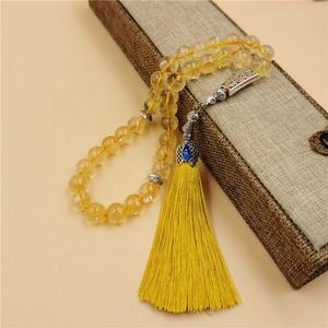 Regalo musulmano Puro Naturale Citrino Pietra Islamico di Preghiera Perline Rosario Tesbih Allah Sibha Masbaha <span class=keywords><strong>Tasbih</strong></span> - Product Image 6
