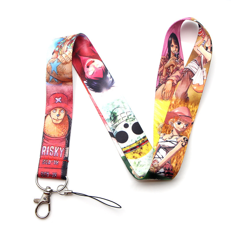 Anti-Lost Lanyards Mobile Phone ID Card Accessories Cool Cartoon Piece Luffy Lanyards Wholesale Custom Satin Anime Lanyard Image 5