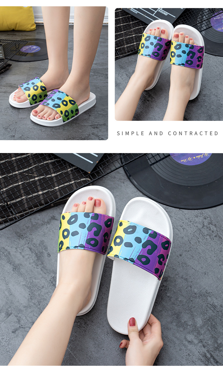 Custom Printing Bath Flat Slides Shoes Non-slip Solid Color Home Slippers for Women