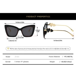 Nouvelles lunettes de soleil tendance pour femmes, monture surdimensionnée œil de chat, protection UV400, décoration moderne en forme de cœur, luxe - Product Image 5