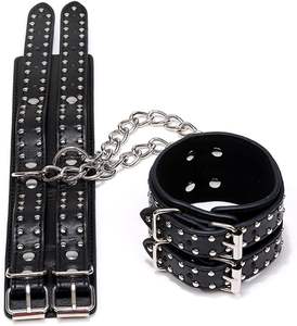 Juego de <span class=keywords><strong>esposas</strong></span> de cuero suave con esponja, <span class=keywords><strong>esposas</strong></span> para tobillos y collar, juguetes sexuales para parejas, lencería erótica para mujer - Product Image 6