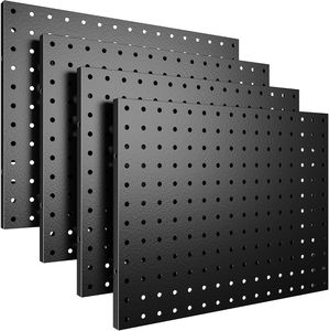 Panneaux perforés métalliques noirs pour organisateur <span class=keywords><strong>mural</strong></span>, système de <span class=keywords><strong>rangement</strong></span> pour outils de garage et établi - Product Image 1