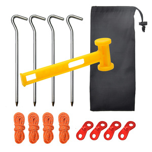 Ensemble de piquets de tente en alliage d'aluminium avec marteau, corde et clips pour le camping et l'extérieur - Product Image 1