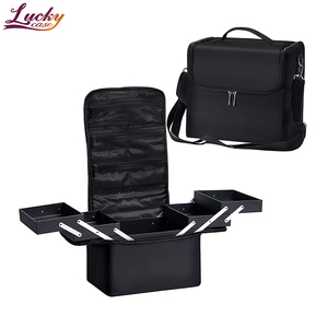Voyage Train Case Maquillage Boîte De Rangement avec Bandoulière <span class=keywords><strong>Vanity</strong></span> Case et Beauty Case Organisateur Fermeture À Glissière Bagages - Product Image 1