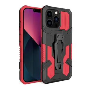 새로운 Shockproof 모바일 커버 안티 스크래치 견고한 보호 킥 스탠드 전화 케이스 아이폰 14 프로 맥스 13 12 11 X 케이스 벨트 클립