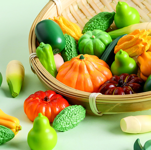 Casa de muñecas para niños, juego de comida, resina vegetal en miniatura, calabaza artificial realista, raíz de loto, pimienta, melón, okra, calabaza para bolsa ciega - Product Image 1