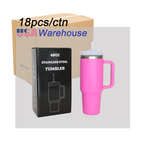 US Warehouse Stocked H1.0 40oz Double Wall Powder Coated Stainless Steel Travel <b>Mug</b> <b>Plastic</b> for Handle Back School - Product Image 3