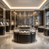 Vitrine d'îlot de luxe en bois massif pour montres et bijoux, présentoir en verre haut de gamme pour le commerce de détail haut de gamme