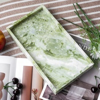 Vanité en marbre de luxe plateau de service en pierre de marbre naturel petite taille vert émeraude rectangulaire marbre longs plateaux décor à la maison