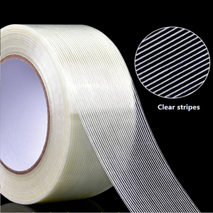 Hoge Viscositeit Gestreepte <span class=keywords><strong>Fiber</strong></span> <span class=keywords><strong>Tape</strong></span> Binding Zware Gewicht Anti-Stretch Transparant Glas Filament Tapes - Product Image 2