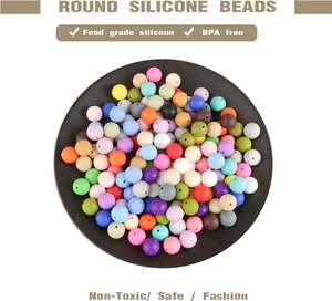 Productos de Venta caliente <span class=keywords><strong>2023</strong></span> logotipo personalizado colores mezclados forma redonda cuentas sueltas de silicona DIY pulsera cuentas para la fabricación de joyas - Product Image 5